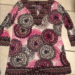 Dana Buchanan pink, tan, brown and black top